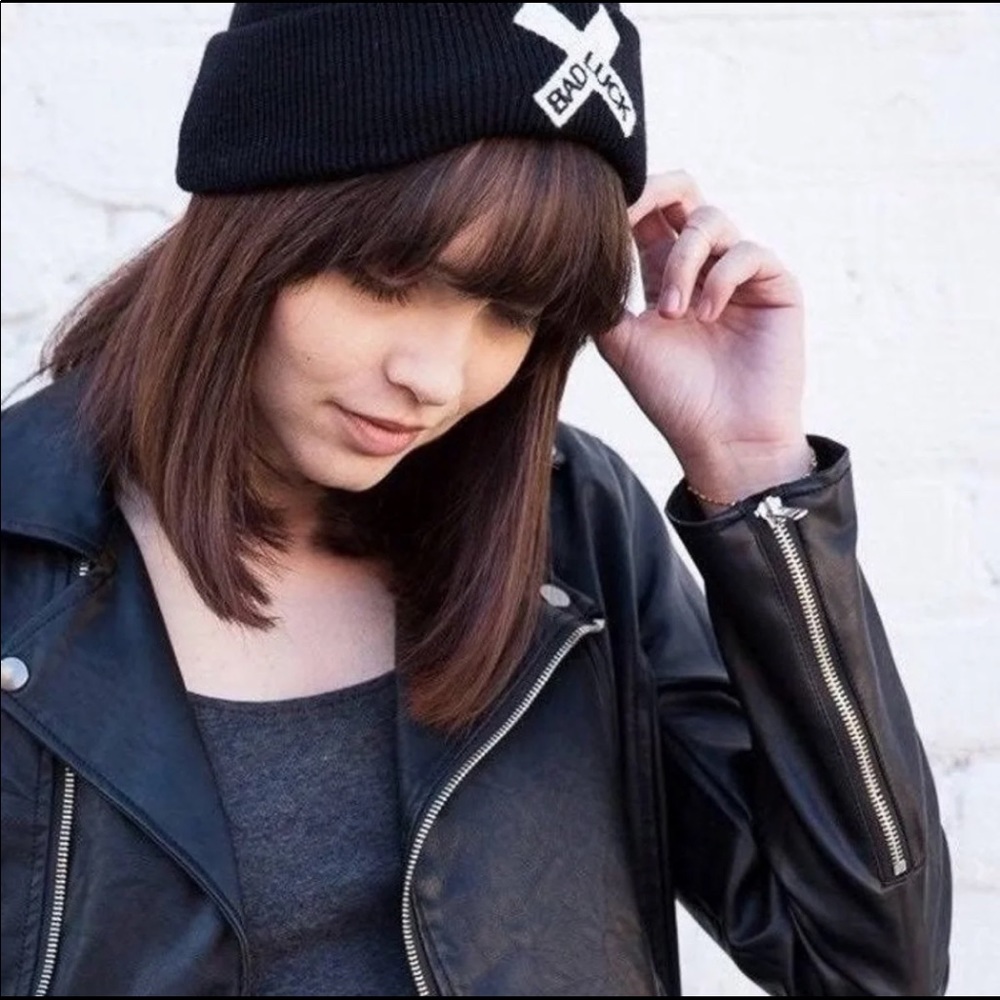 SOLD!! Brandy Melville “Bad Luck” Black Beanie
